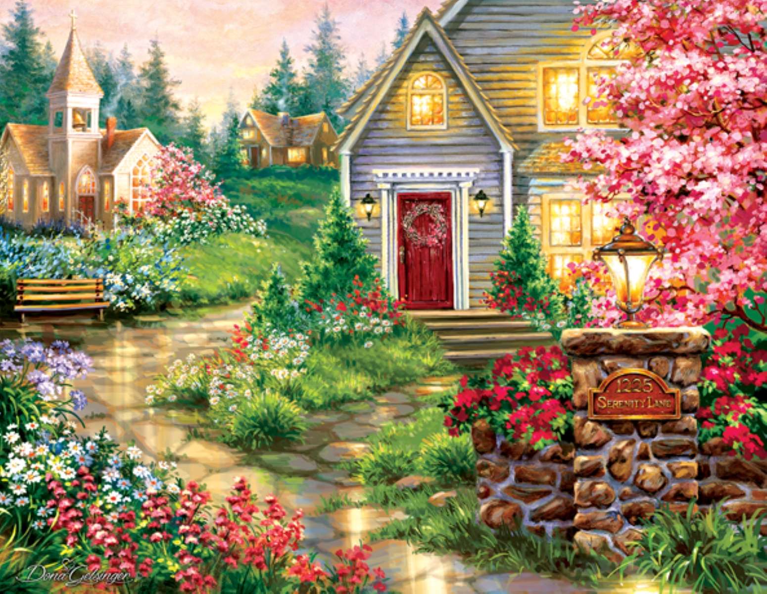 village with flower gardens jigsaw puzzle online