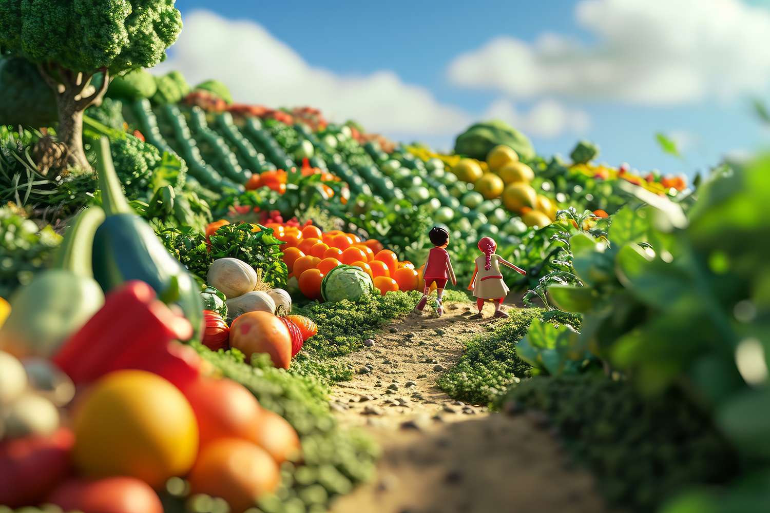 野菜と野菜の創造的な子供 オンラインパズル