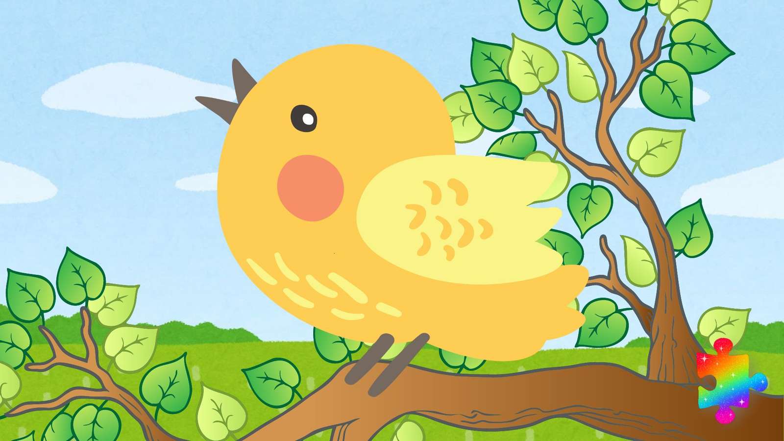 Glad gul fågel Pussel online
