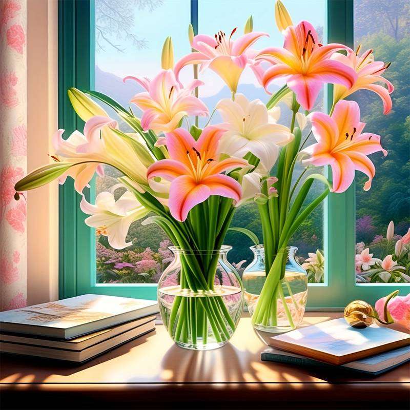 vackra liljor i en vas Pussel online
