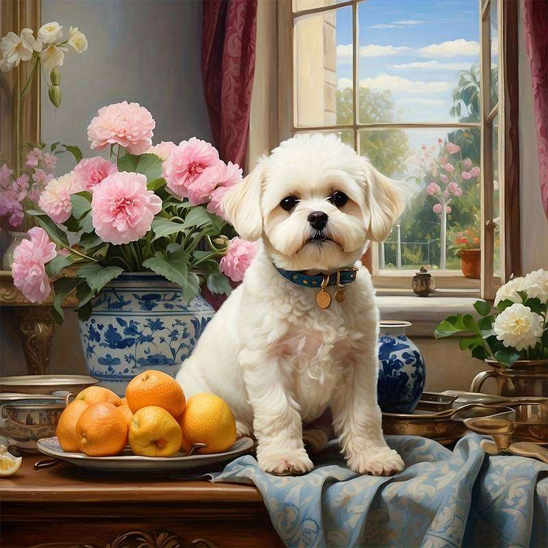 白い犬の肖像画 ジグソーパズルオンライン