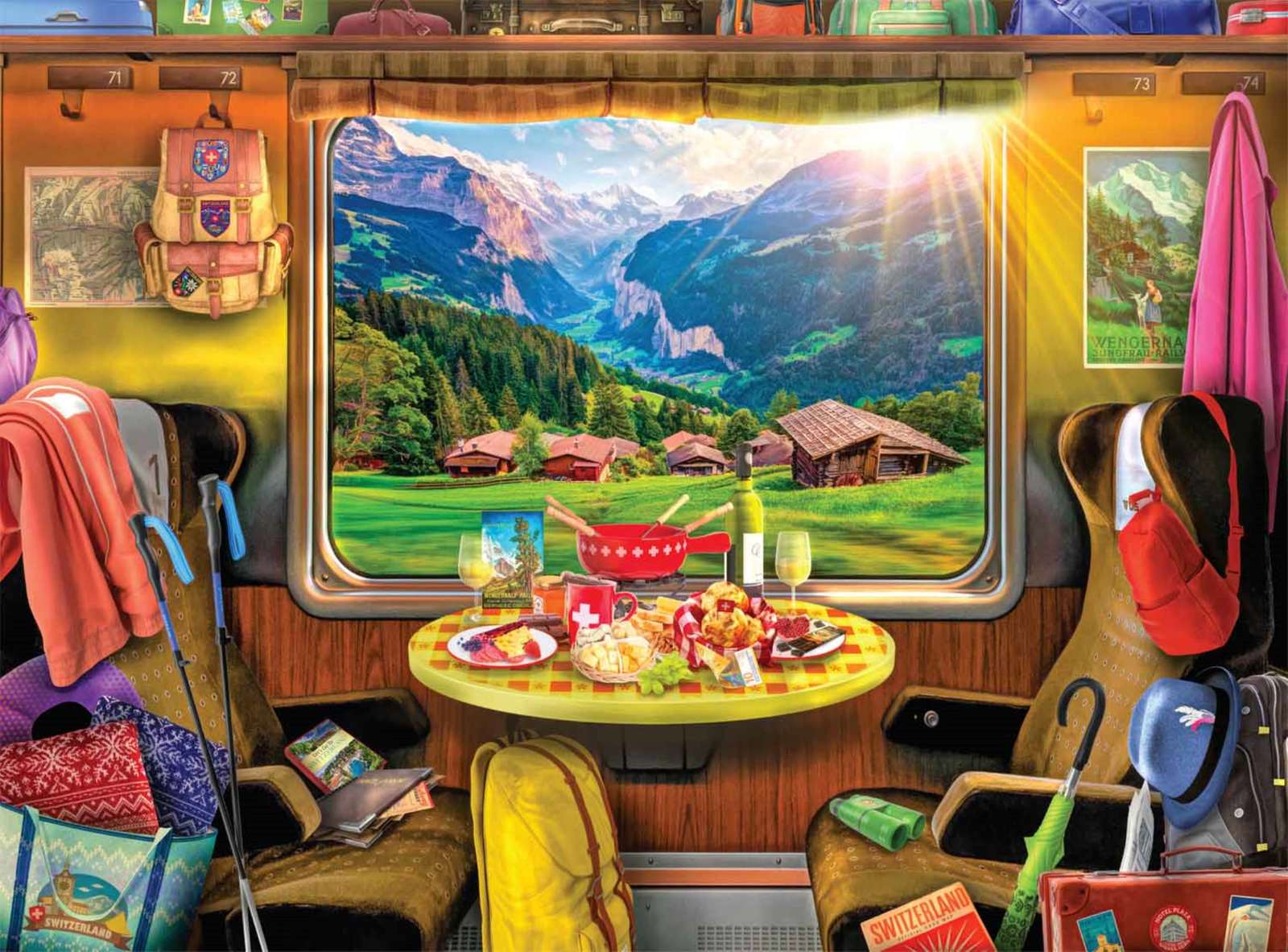 Un tour dans le train suisse puzzle en ligne