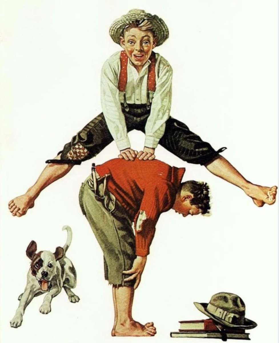 "Leapfrog" di Norman Rockwell (1919) puzzle online