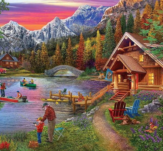 Riposa in riva al lago puzzle online