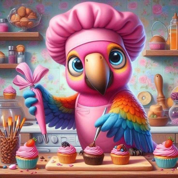 Parrot baking cake jigsaw puzzle online