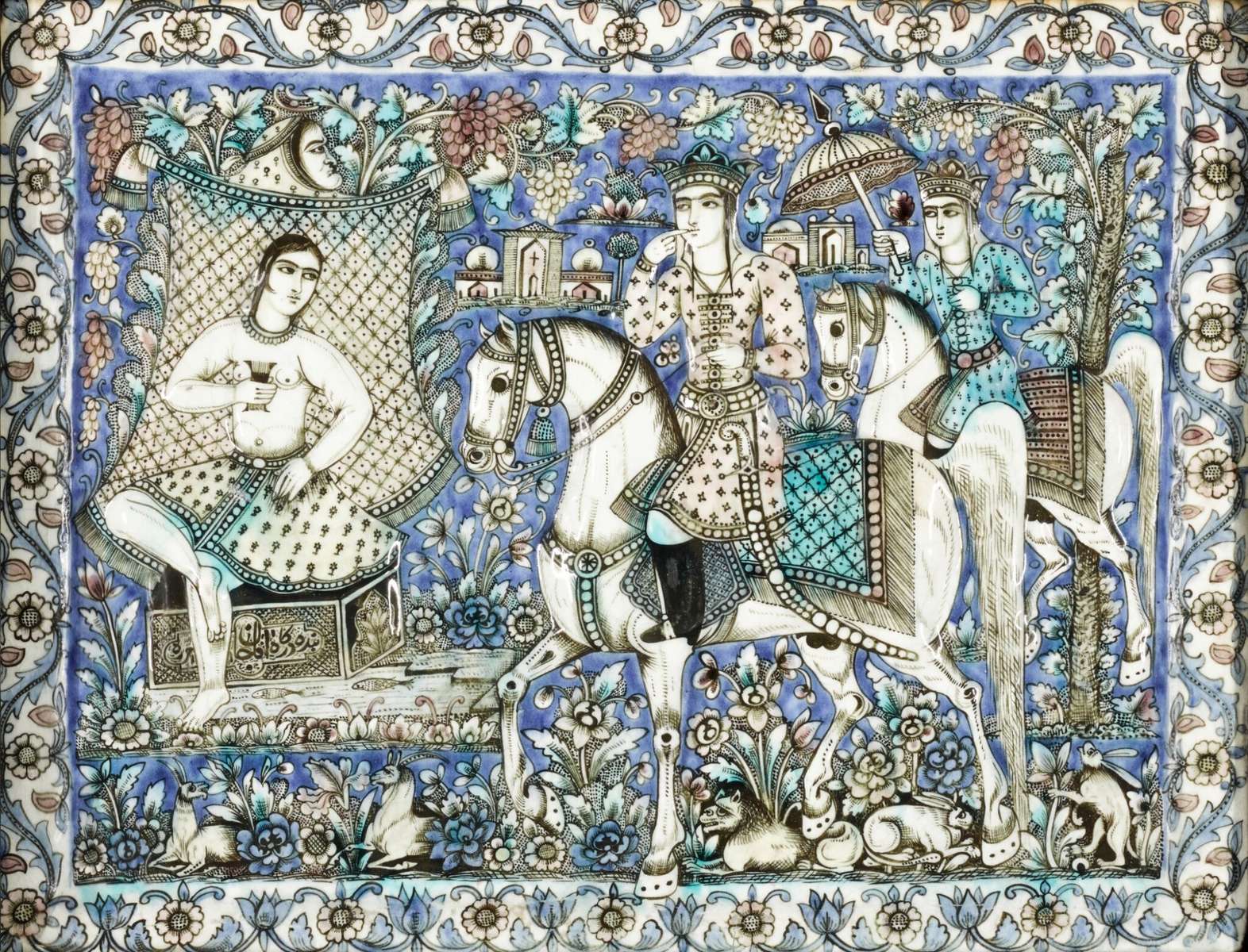 A Qajar moulded pottery tile jigsaw puzzle online