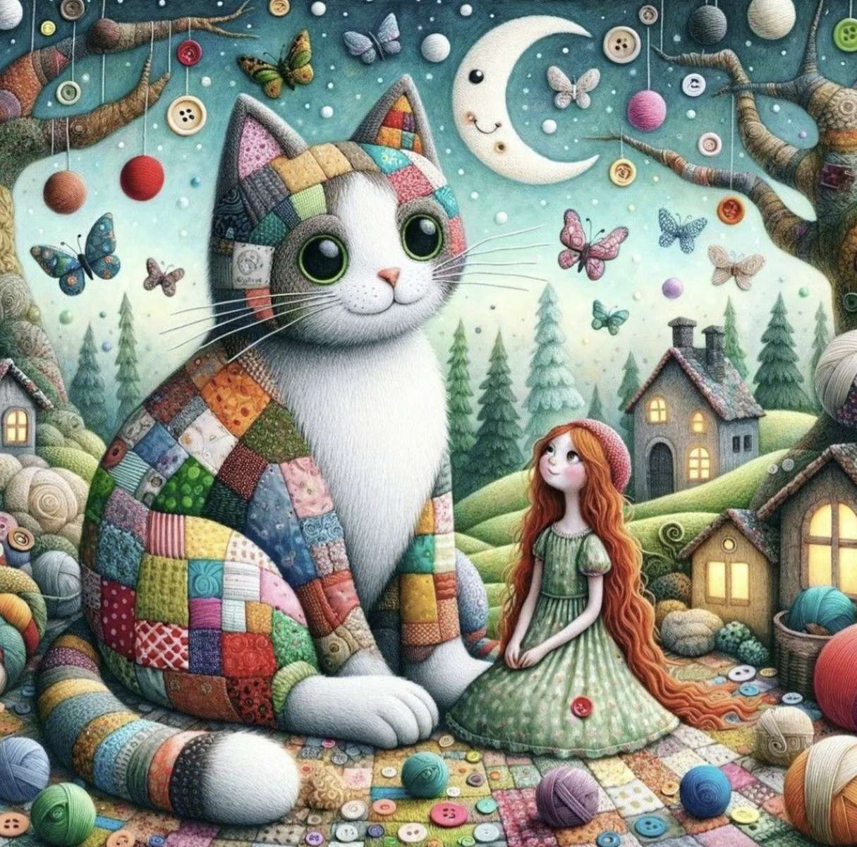 Chat patchwork jigsaw puzzle online