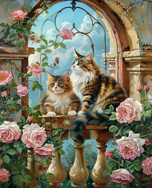 elegant kattenportret legpuzzel online