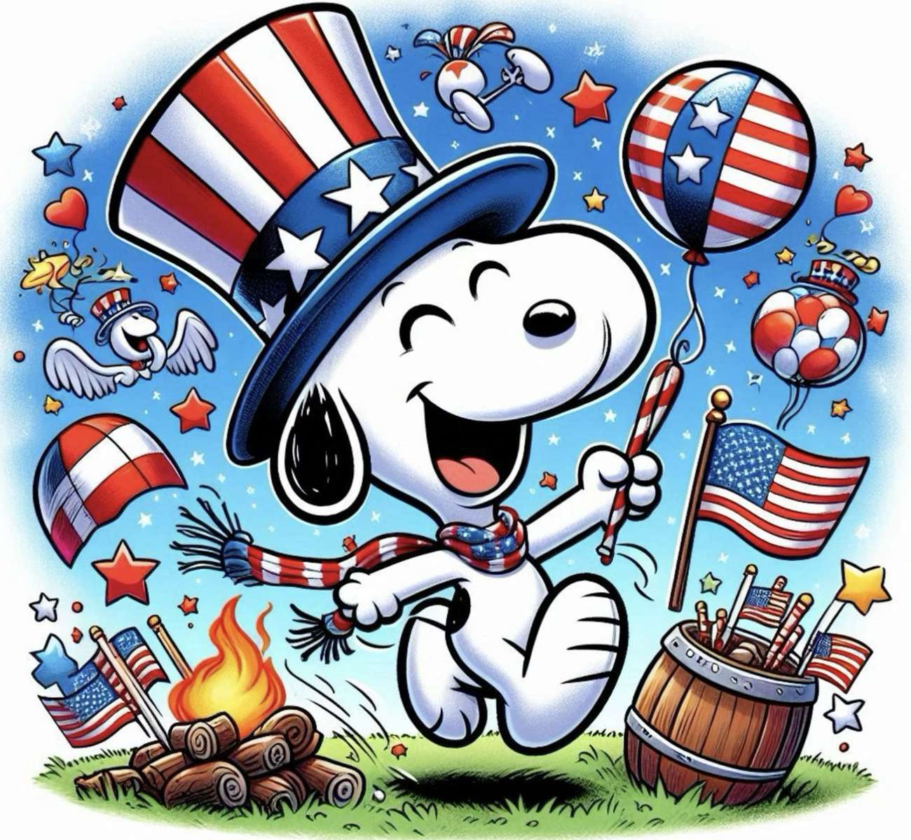 Snoopy aux Etats Unis Puzzlespiel online