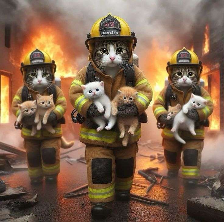 消防士の猫 ジグソーパズルオンライン