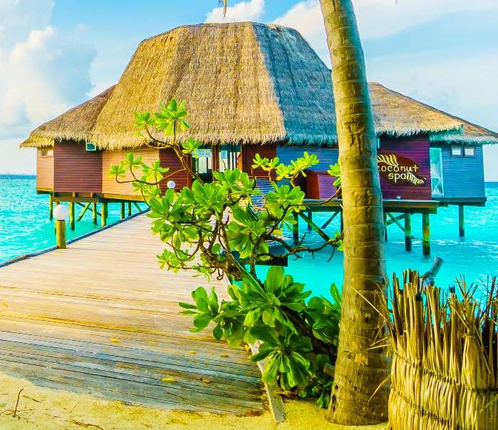 Une maison sur pilotis aux Maldives puzzle en ligne