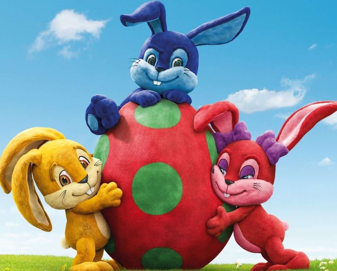 Lapins colorés avec des œufs puzzle en ligne