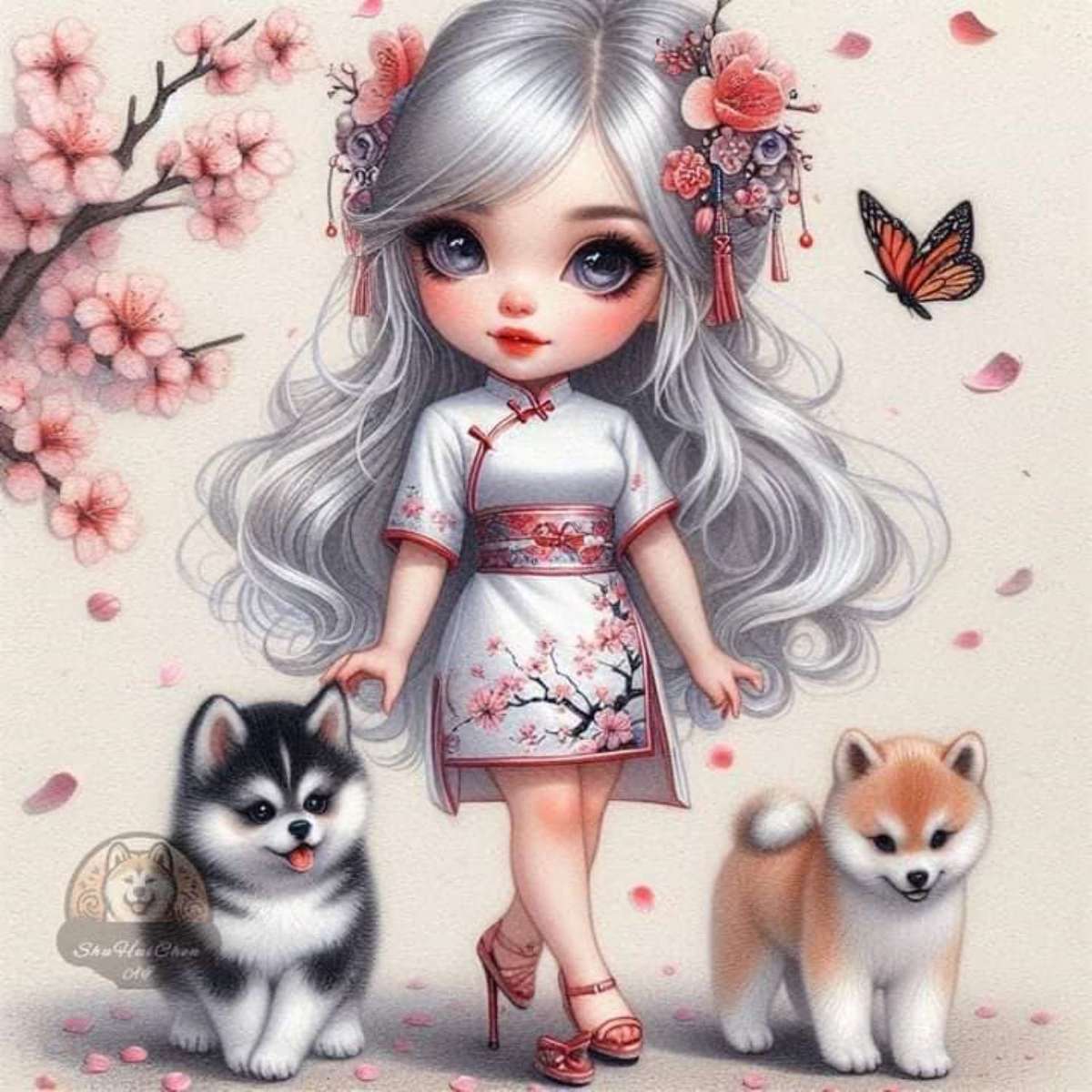 the girl and her dogs jigsaw puzzle online