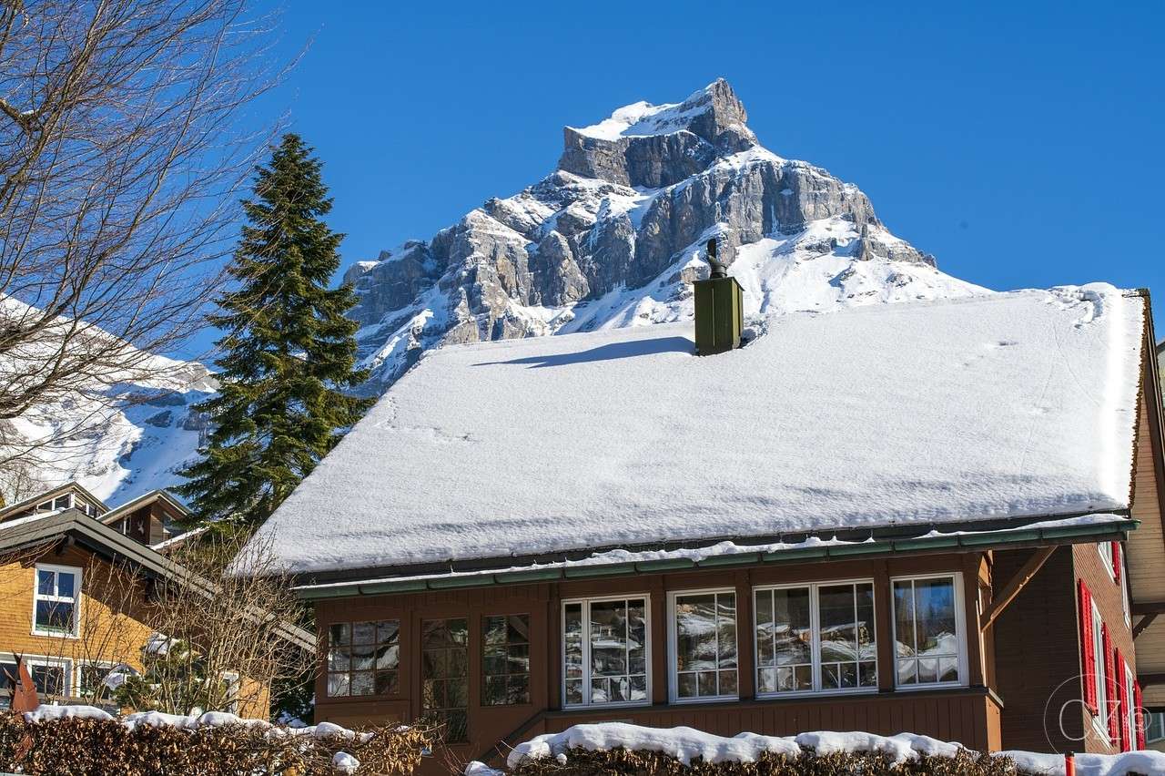 Ελβετία, Χειμώνας, Χωριό παζλ online
