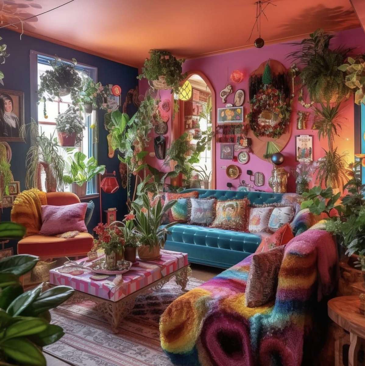 Sala de estar estilo hippie quebra-cabeças online