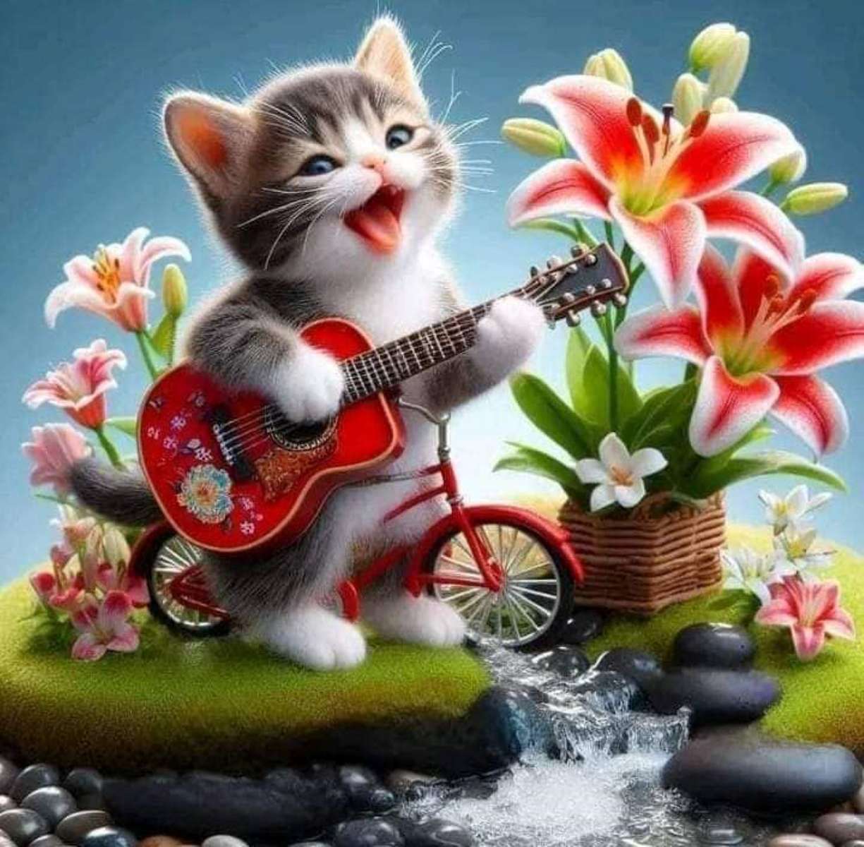 het katje en zijn gitaar legpuzzel online