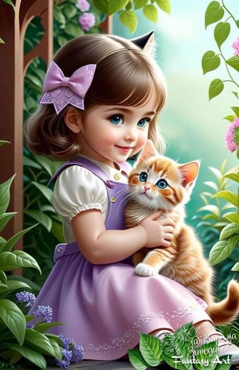 a kis cica és a lány online puzzle