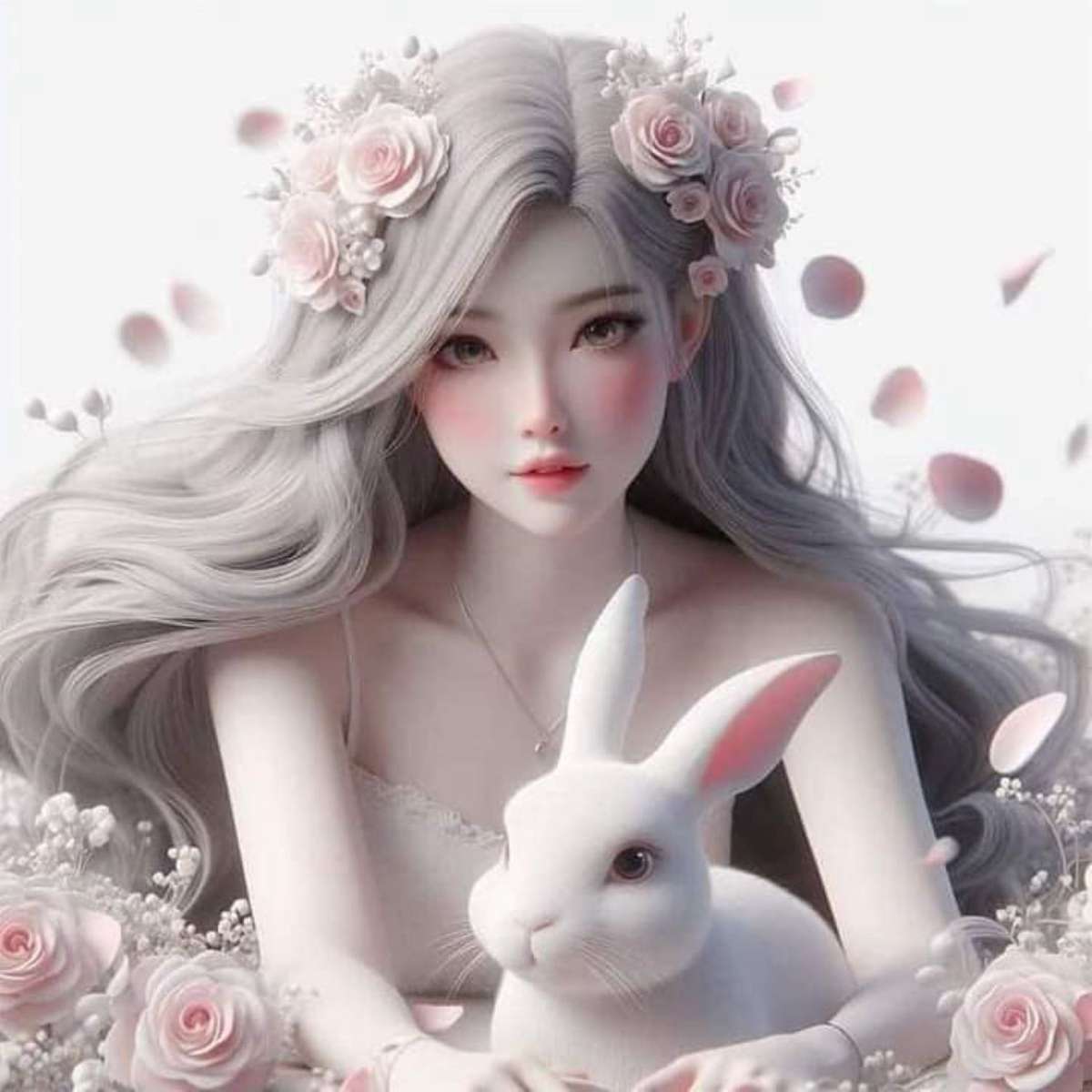 la petite fille et son lapin blanc puzzle en ligne