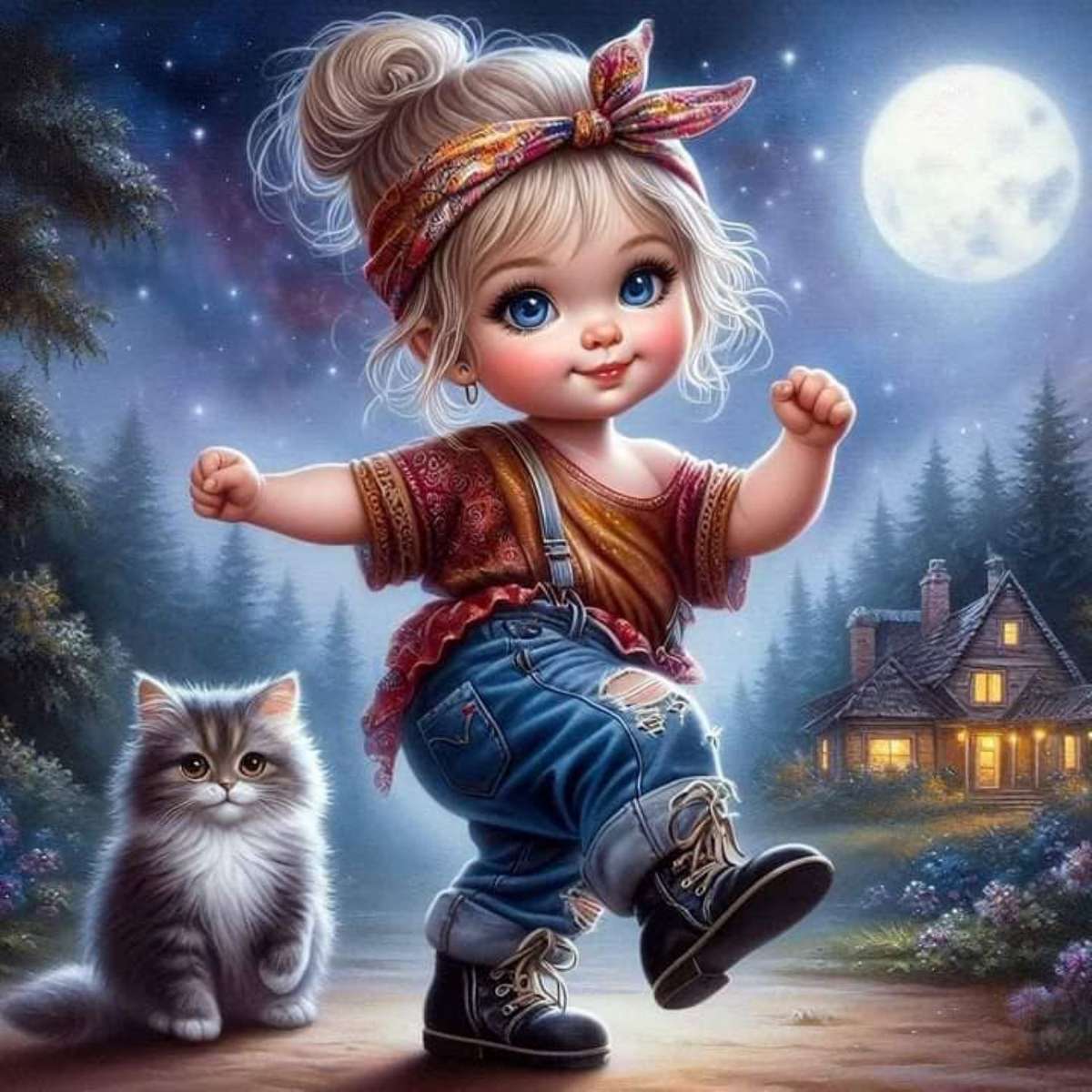 the little girl with her cat jigsaw puzzle online