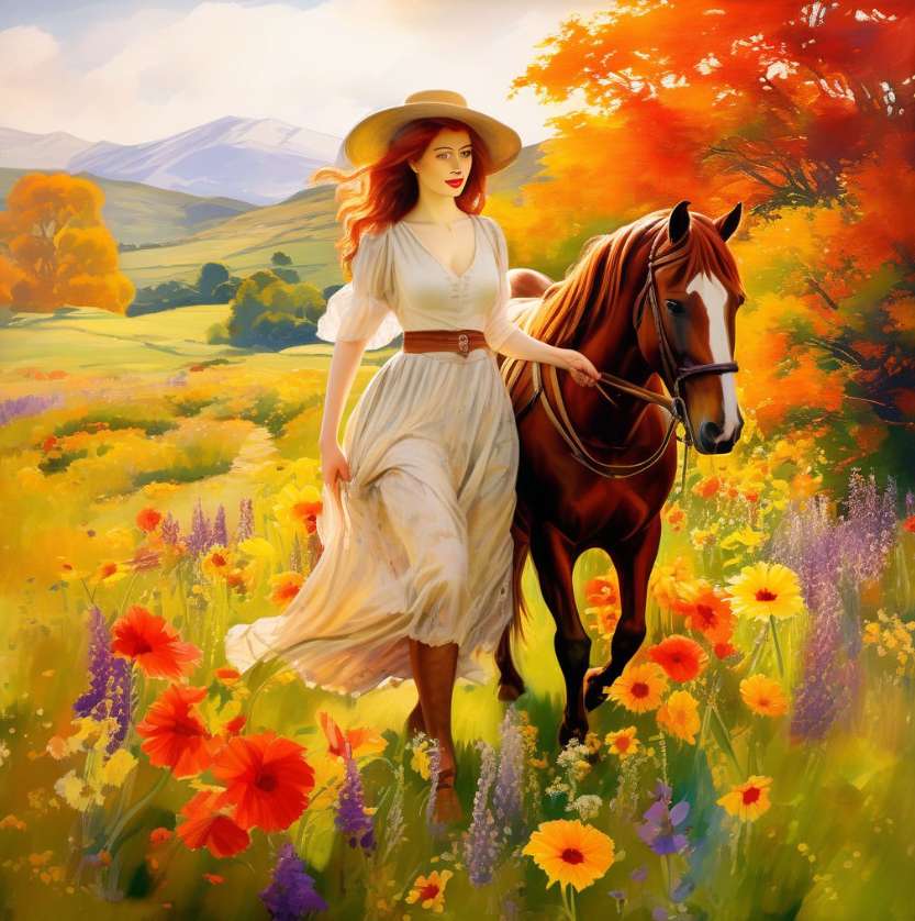 Жената и конят онлайн пъзел