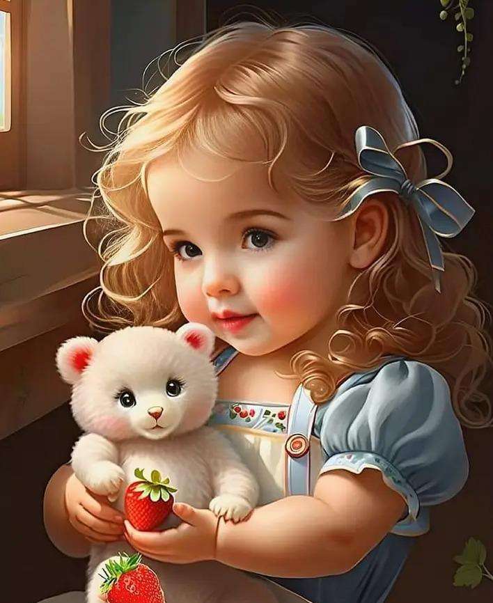 petite fille avec l'ours en peluche puzzle en ligne