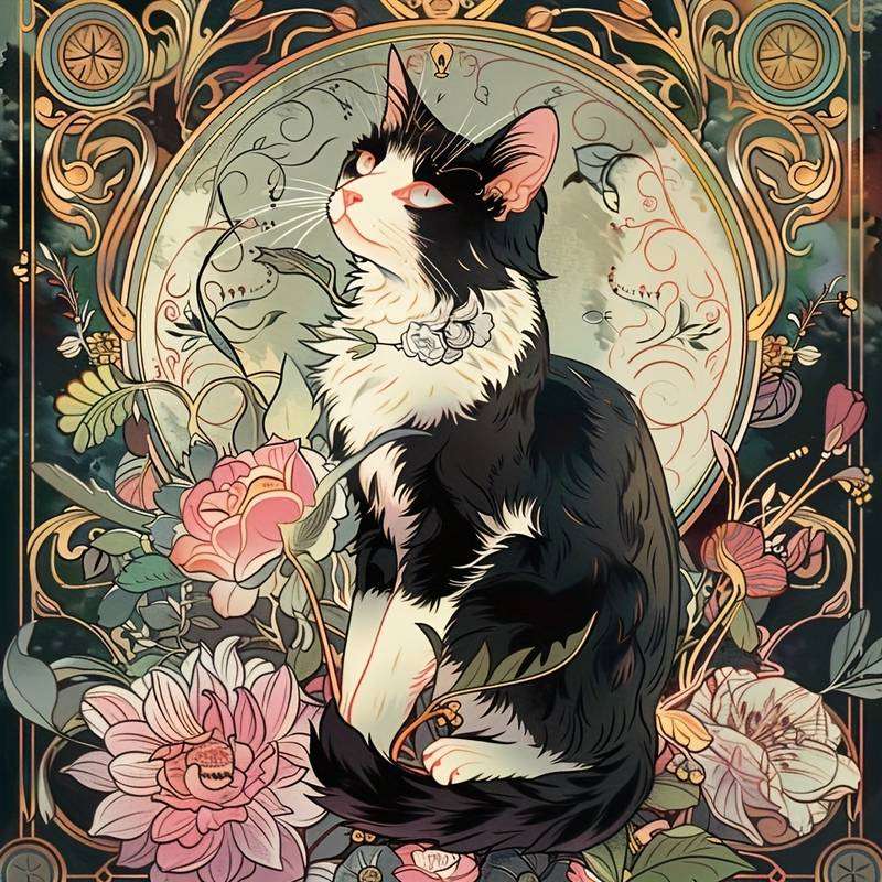 ritratto di gatto - pittura vintage puzzle online