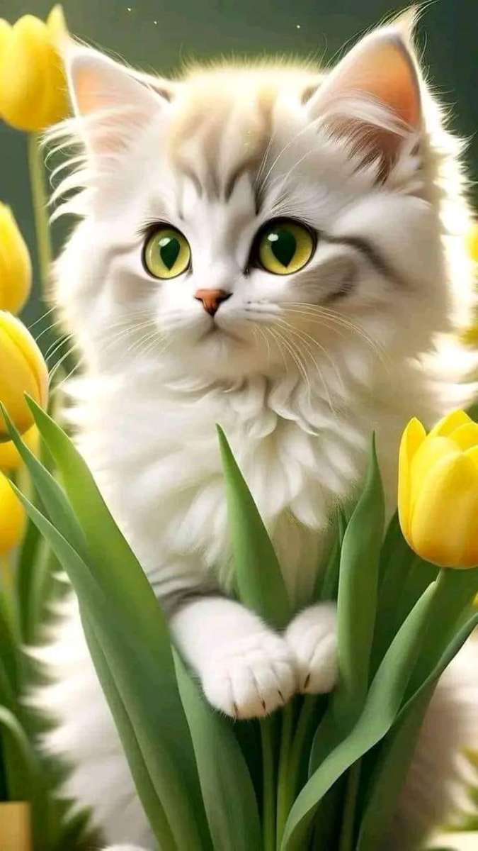 o gatinho que está nas flores quebra-cabeças online