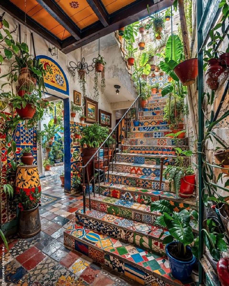 Un escalier coloré puzzle en ligne