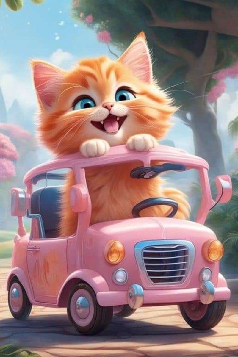 o gatinho em um carro quebra-cabeças online