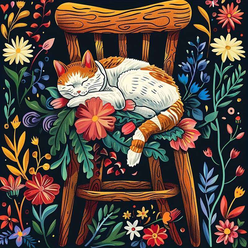 cat sleeping on a chair jigsaw puzzle online