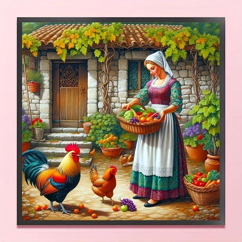 menina alimentando galinhas puzzle online