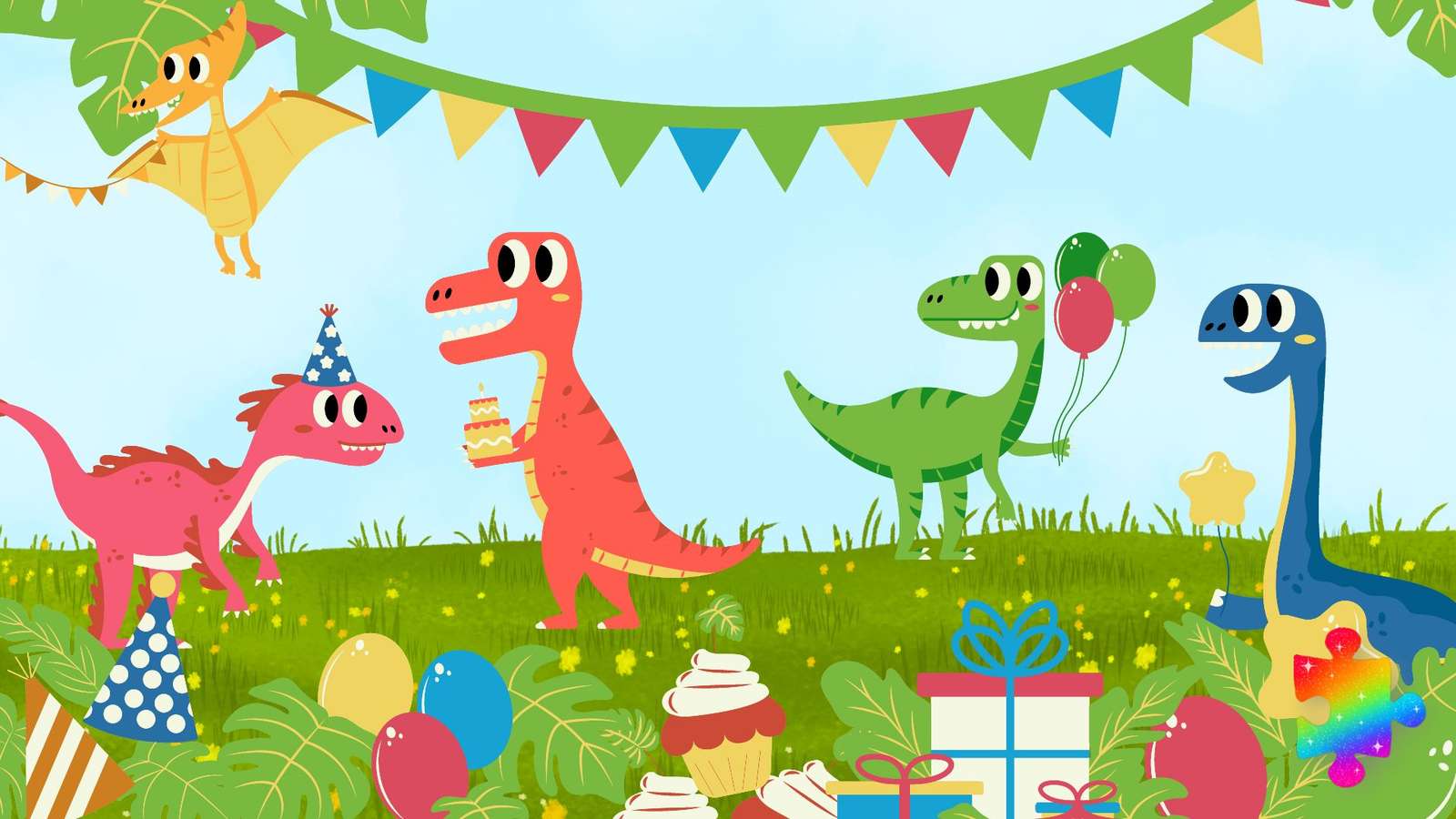 Dinosaurus verjaardagsfeestje online puzzel