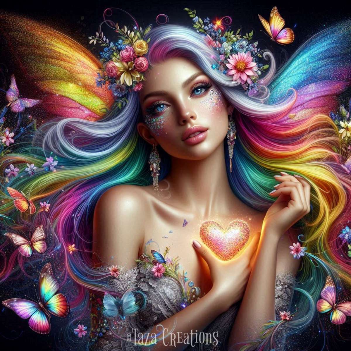 magical image of woman with her heart jigsaw puzzle online