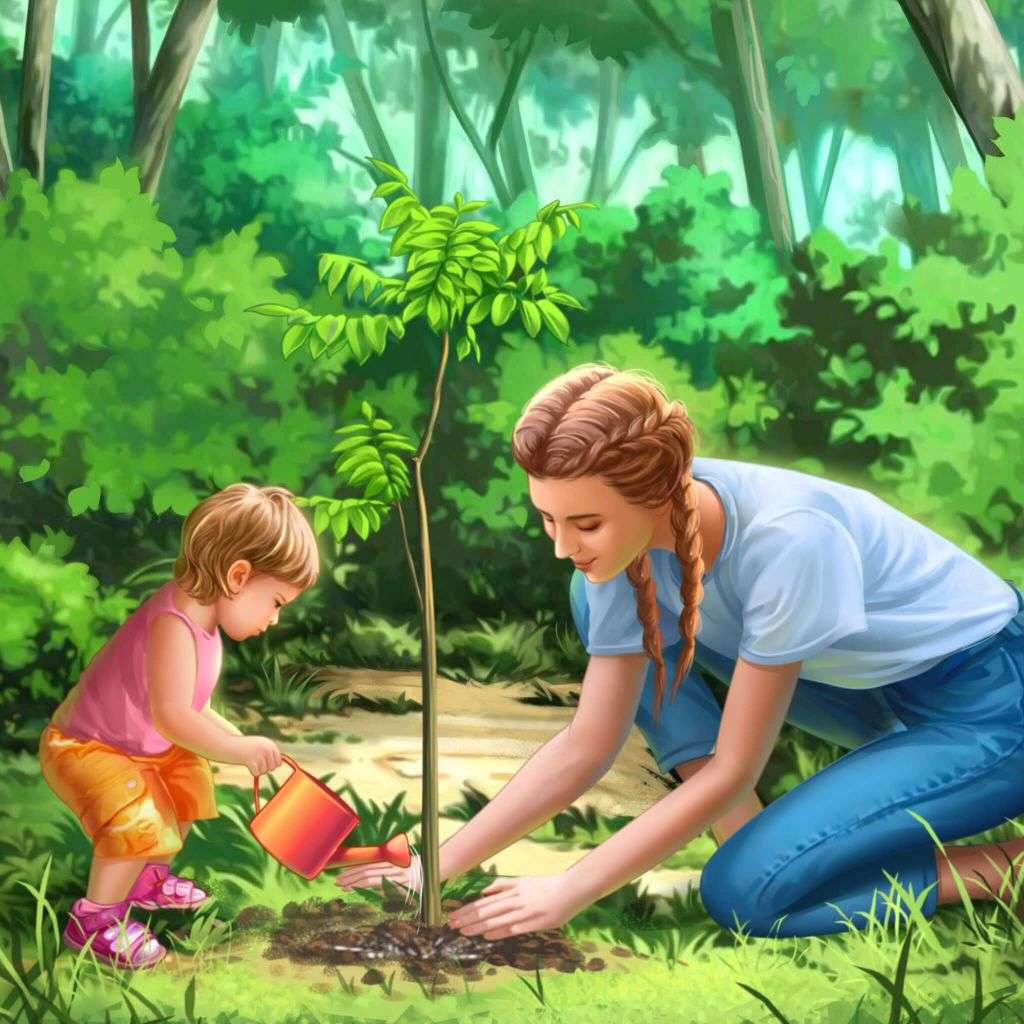 Planter un arbre avec votre enfant puzzle en ligne