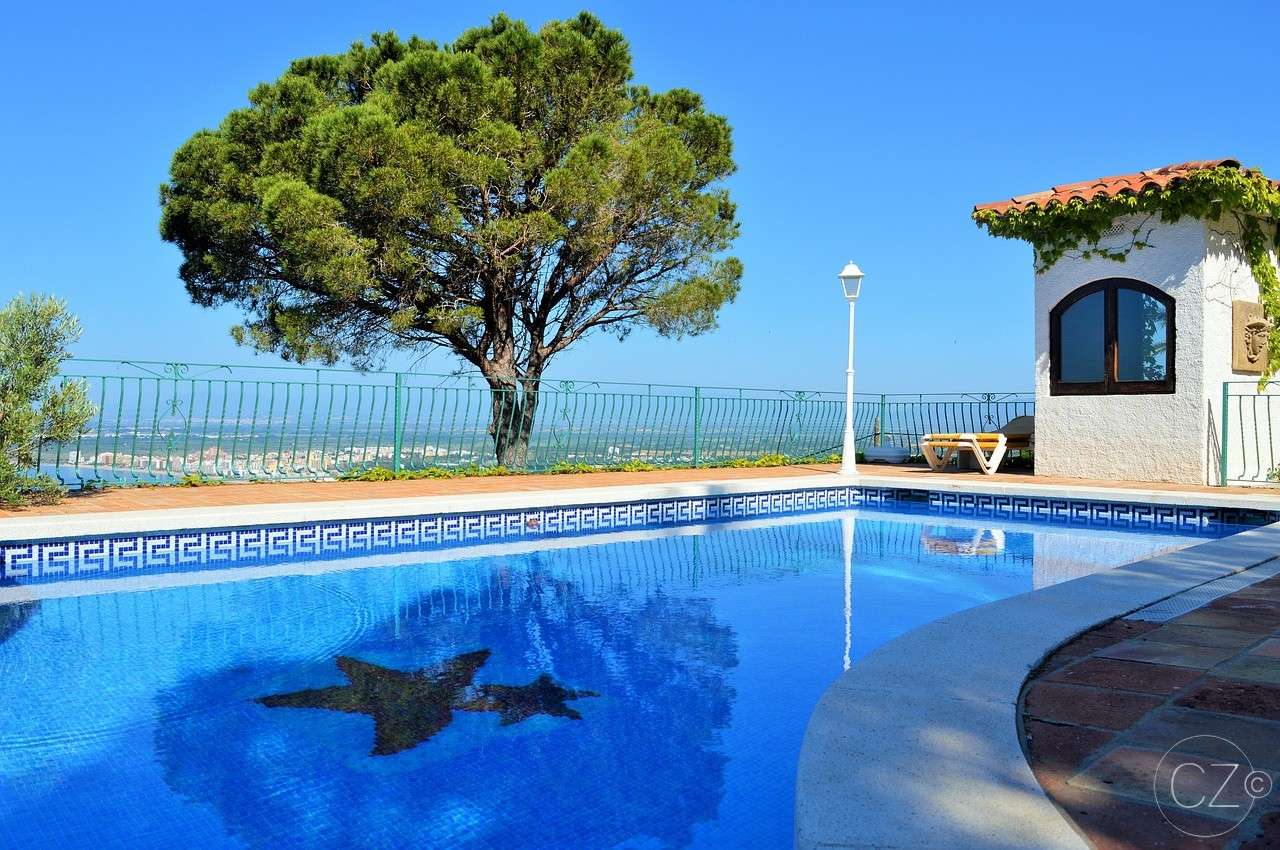 piscina, jardín, árbol rompecabezas en línea