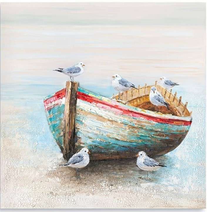 seagulls sitting on a boat online puzzle