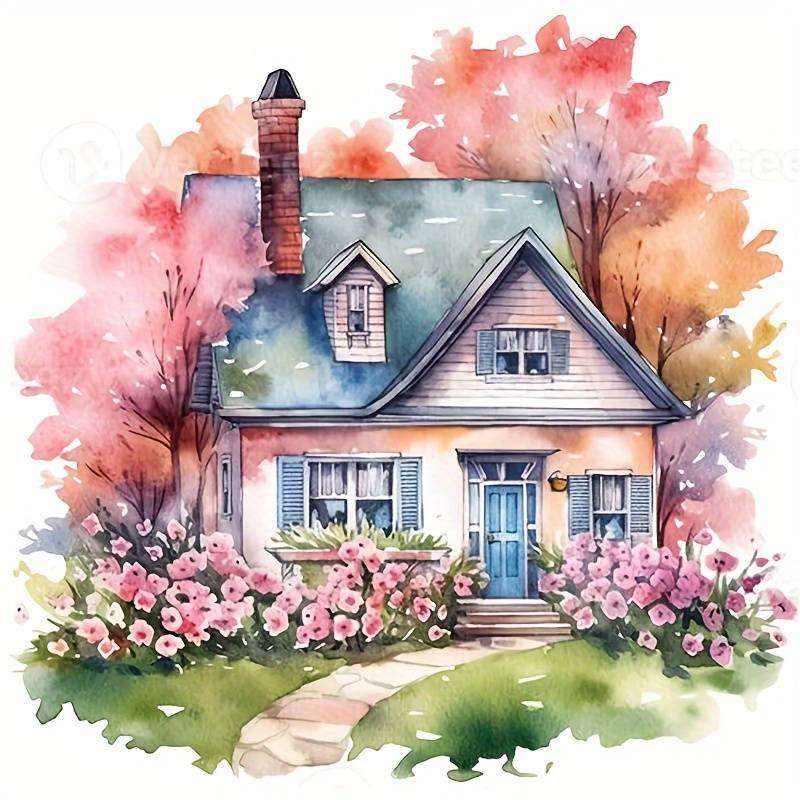 small, well-kept house - watercolor online puzzle