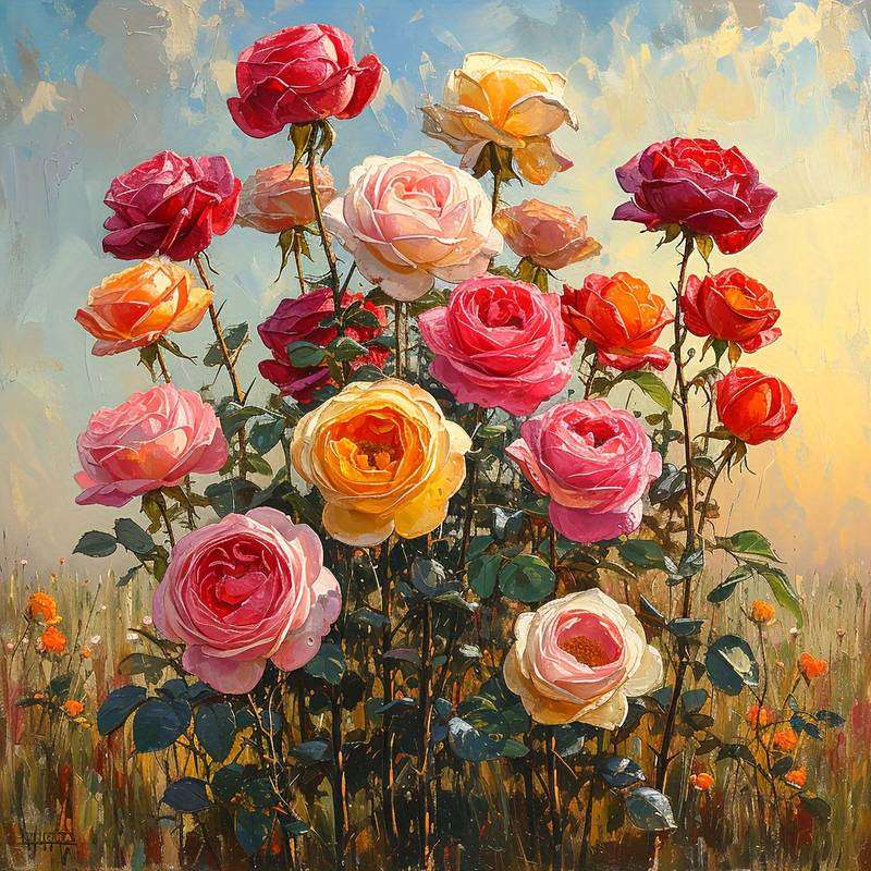 bouquet of colorful roses online puzzle