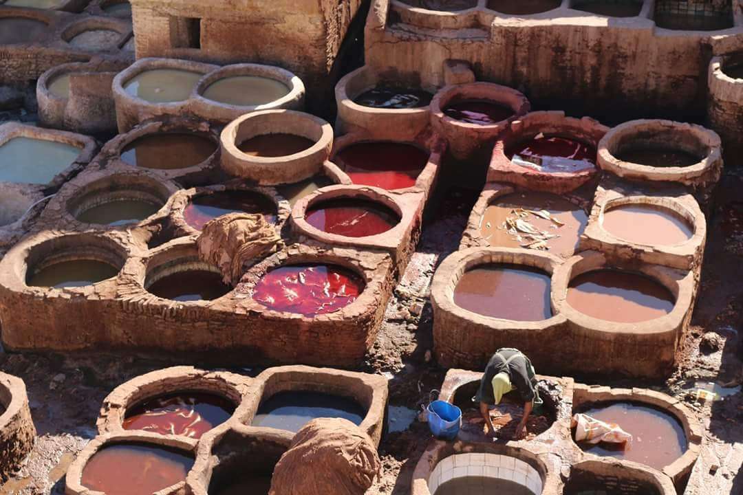 Marruecos. Ciudad de Fes, teñido de cuero rompecabezas en línea