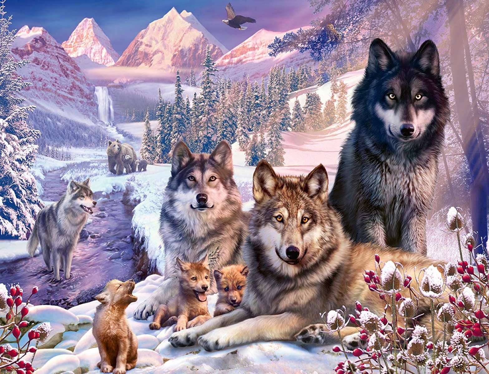 loups dans la neige puzzle en ligne