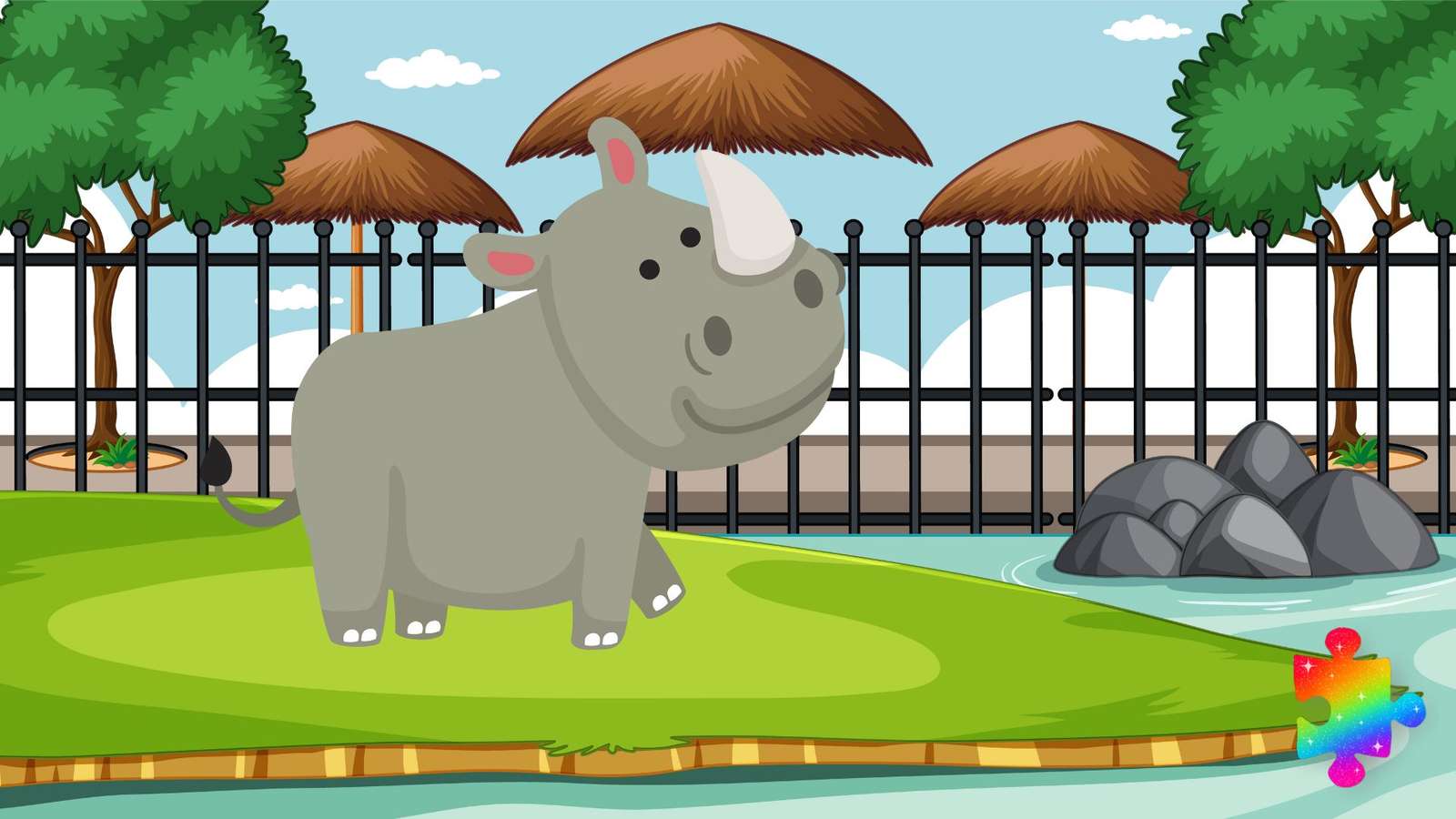 Rhino at the zoo - online puzzle