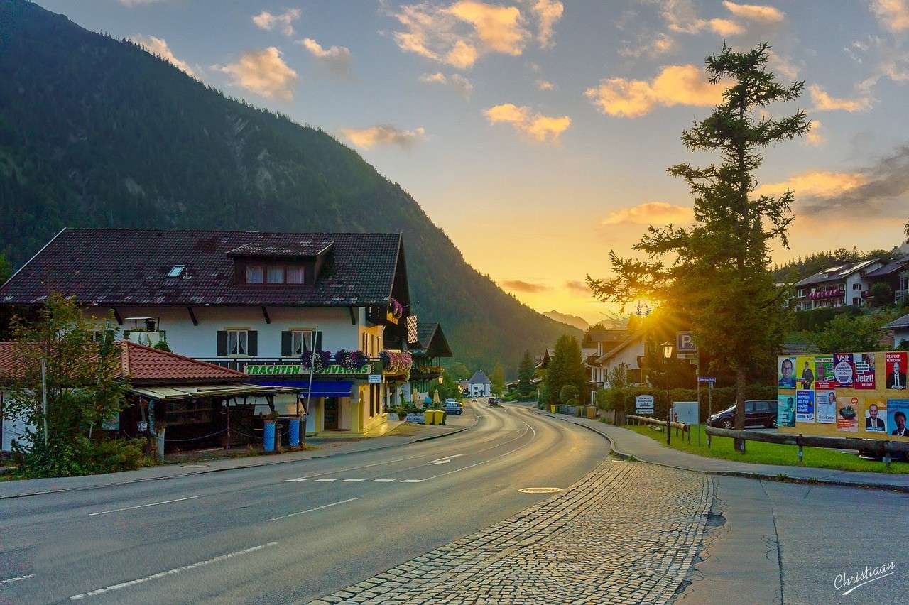 Rue du village, nature, route. puzzle en ligne