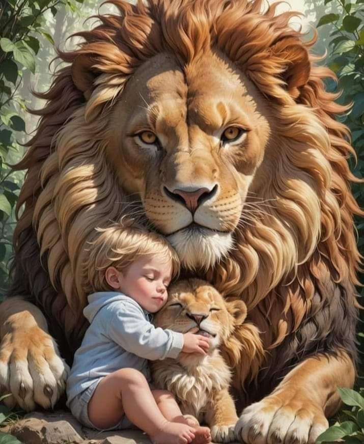 lion et enfant puzzle en ligne