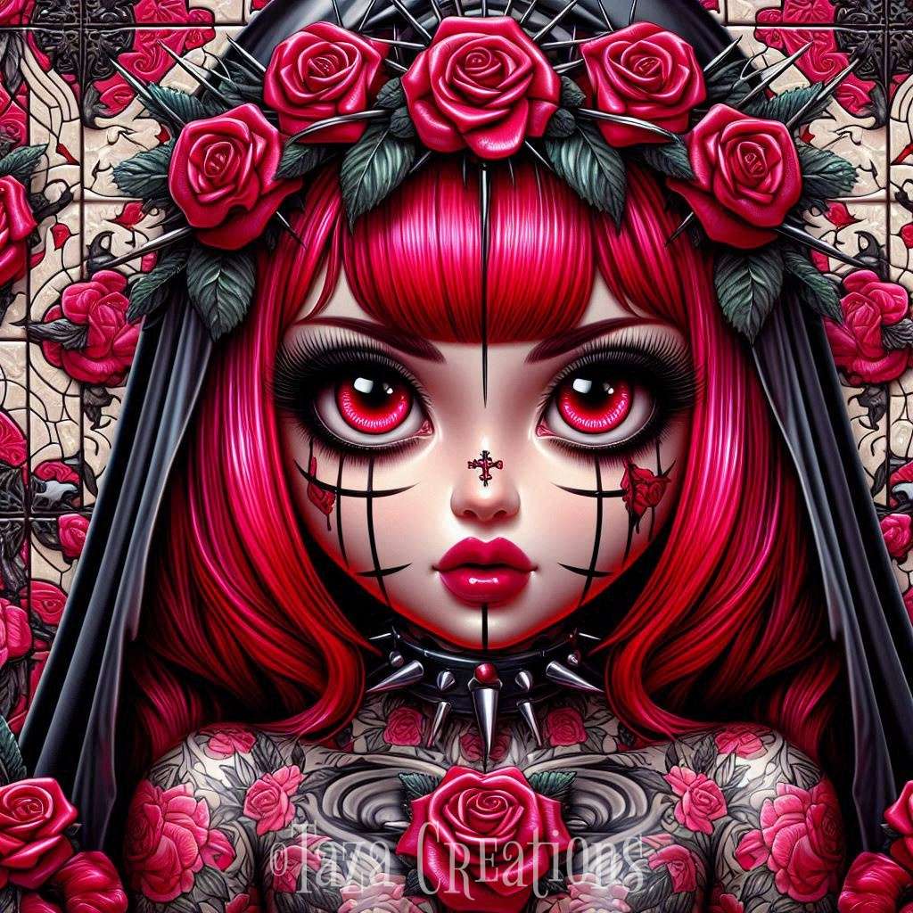 femme en rouge tatouage puzzle en ligne