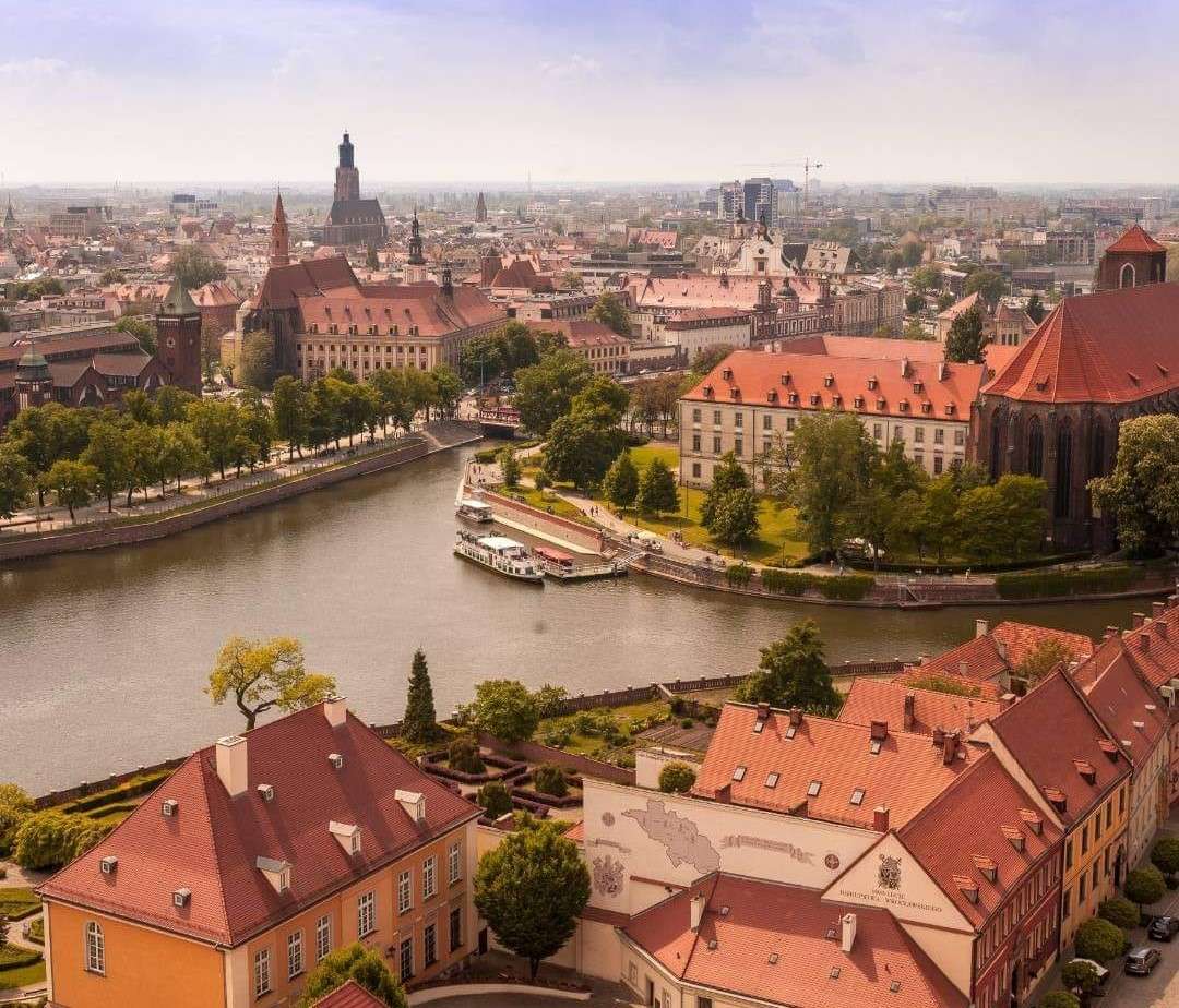 Wrocław vanuit het perspectief van een drone online puzzel