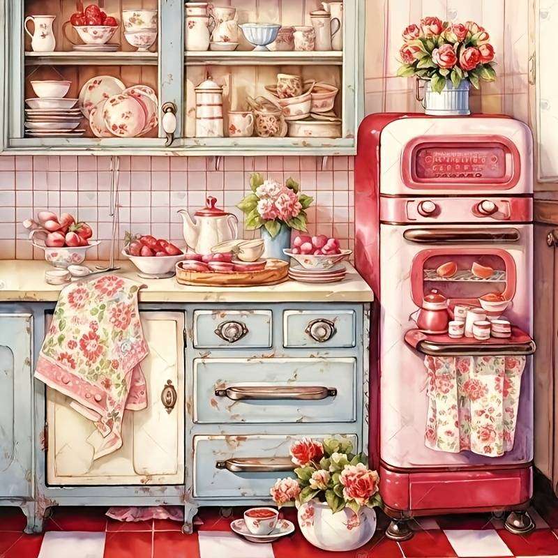 ouderwetse keuken - vintage foto legpuzzel online