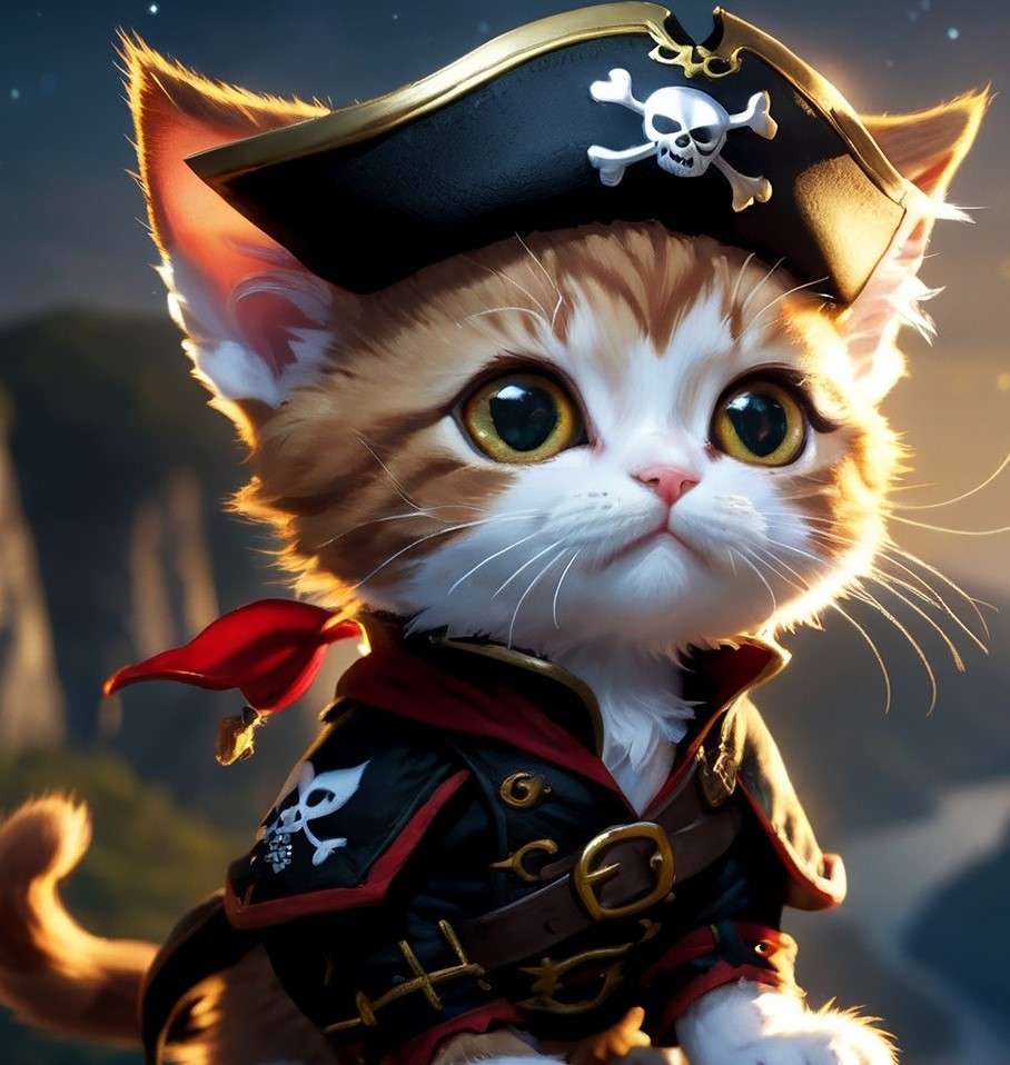 Chaton en costume de pirate puzzle en ligne