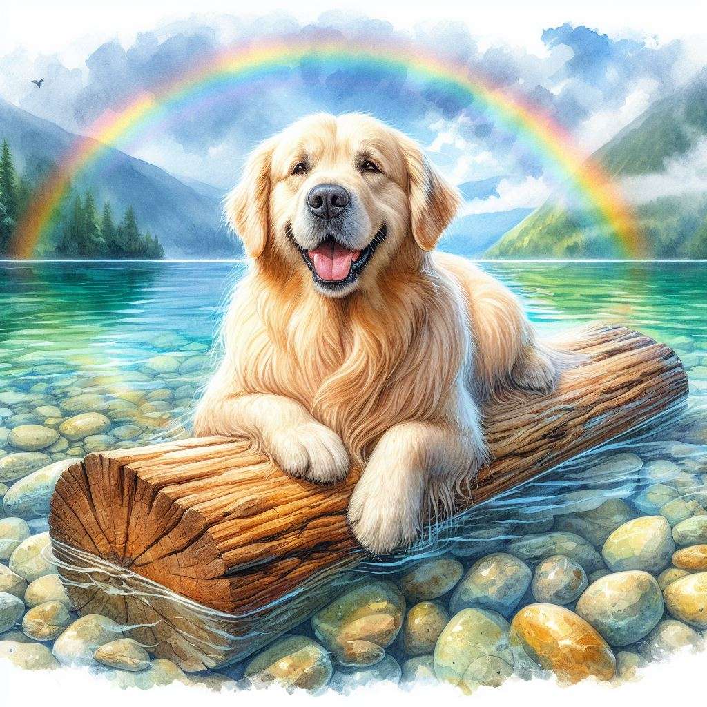 Golden Retriever auf dem See Online-Puzzle