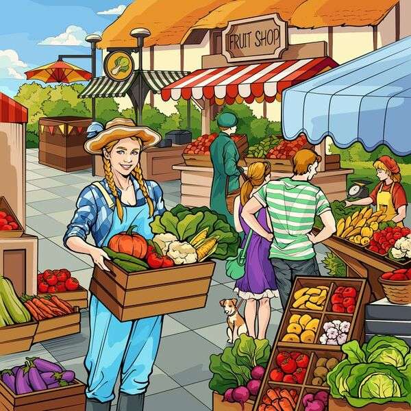 Girl carrying vegetables online puzzle