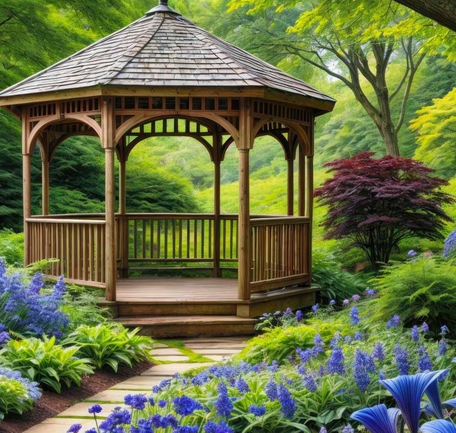 Gazebo in legno nel parco puzzle online